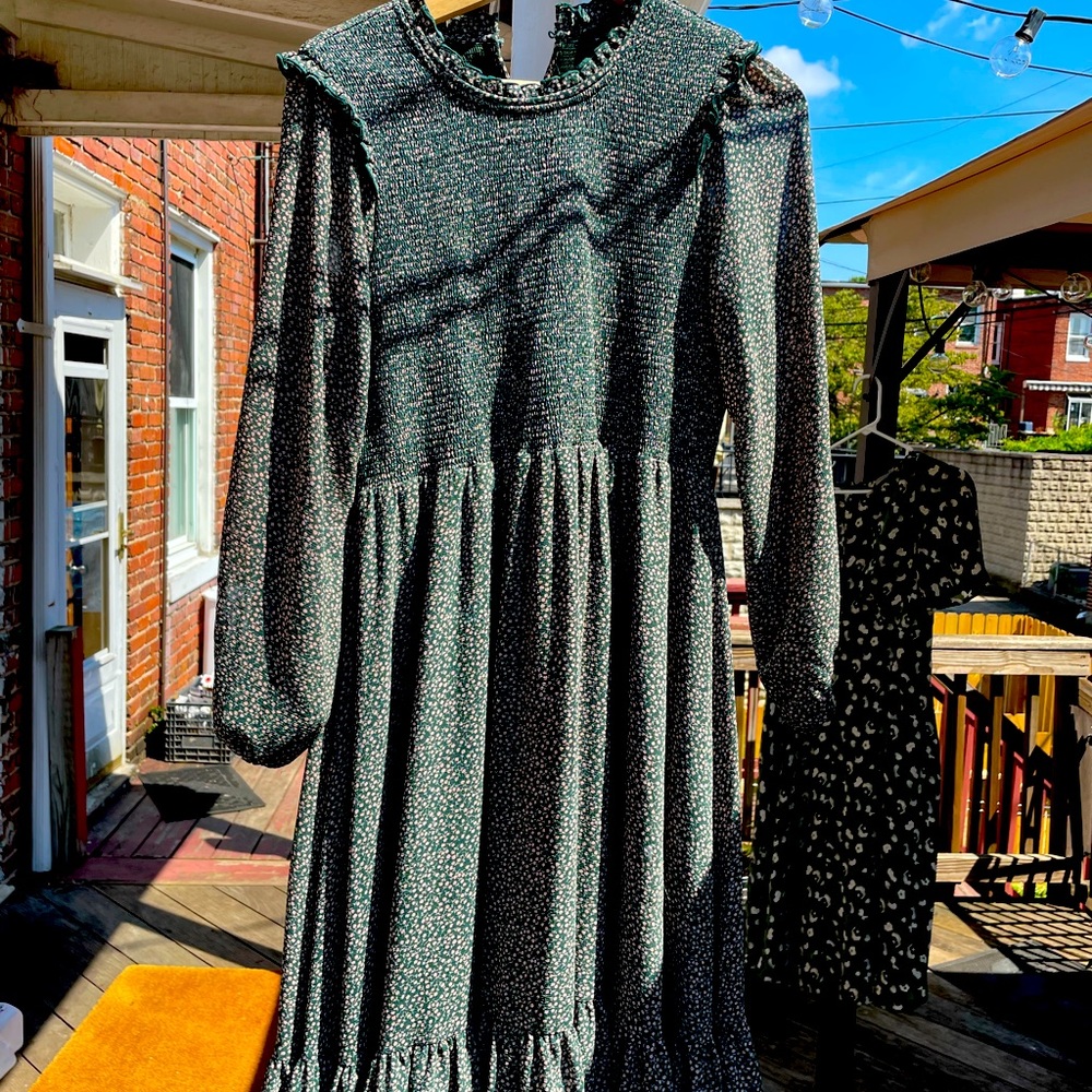 Hatch Green floral smocked maternity dress